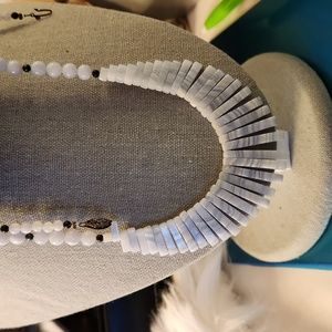 24" Agate Necklace. Blue grey polished stones